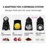 Machine a Café INOX Multi-Capsules 4 En 1 -1450W – 19 Bar 0.8L SilverCrest