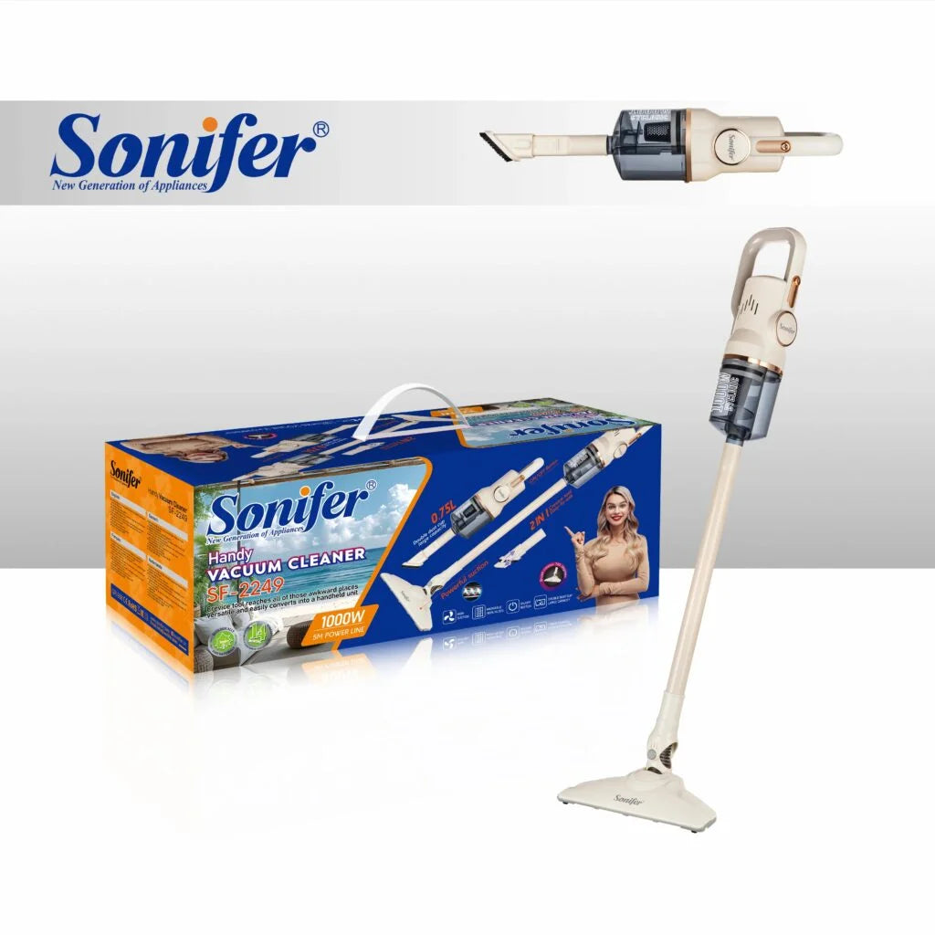 Aspirateur Balai 2 en 1 Sans Sac 1000W – 0.75L – 5M Sonifer SF-2249