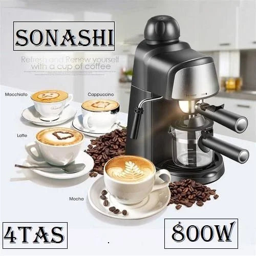 Cafetière Espresso 3.5 Bars 800 Watts Sonashi SCM-4977 Noir/Argent