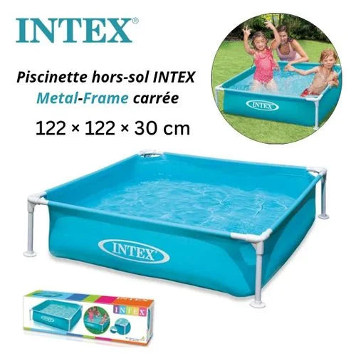 Intex Piscine carrée à cadre Small Frame 122 x 122 x 30 cm pour Enfants – 57173