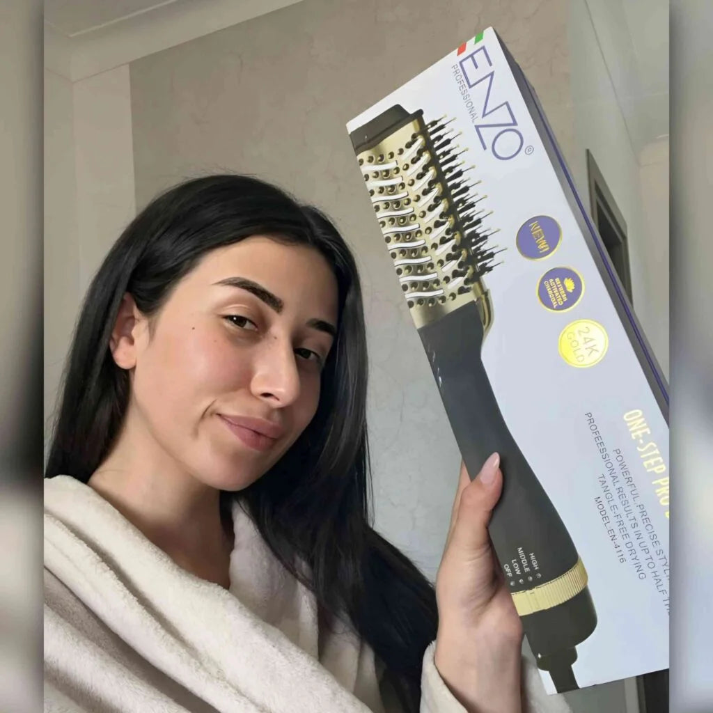 Brosse chauffante Sèche-cheveux multifonctionnel professionnel 1300 watts ENZO En-4116