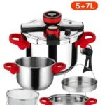 Cocotte 5L+7L en inox 18/10 KitchenLab Rouge