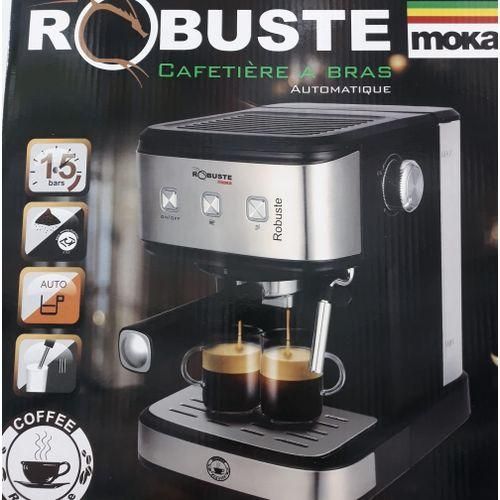Robuste Cafetiere A BRAS Automatique MOKA-15 bar-1.2L-1100W- Noir -Argent