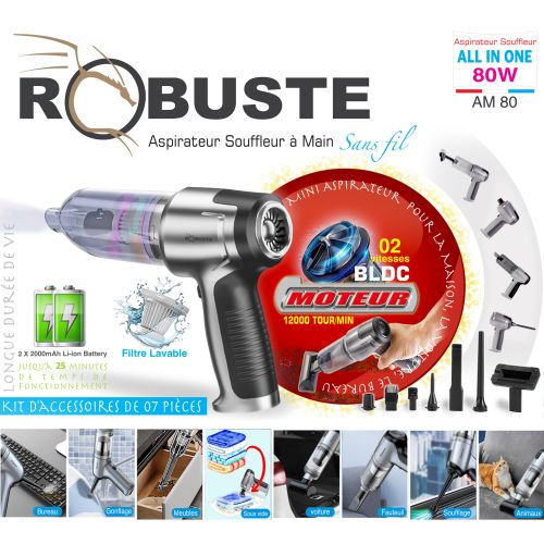 Aspirateur & Souffleur Sans Fil Robuste AM 80