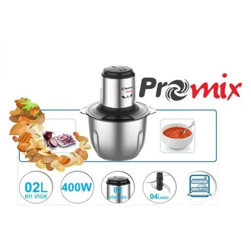 Hachoir 400W PROMIX 2L – 4 Lames – Inox Robuste
