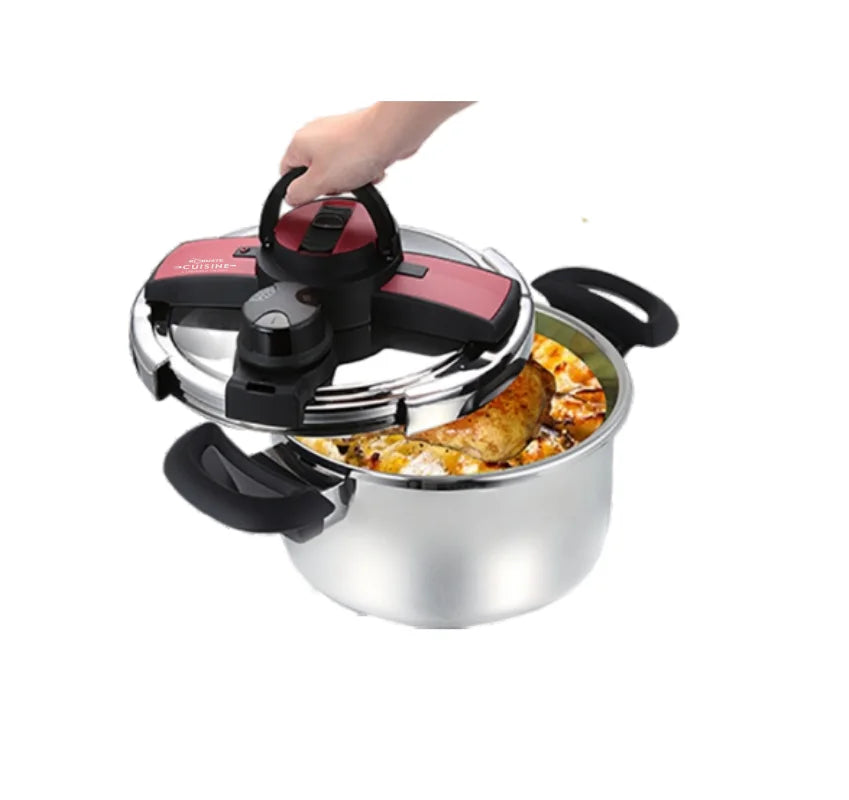 Cocotte 6 L Robuste inox 18/10 + 02 Joint + Couvercle En Verre + Panier Vapeur