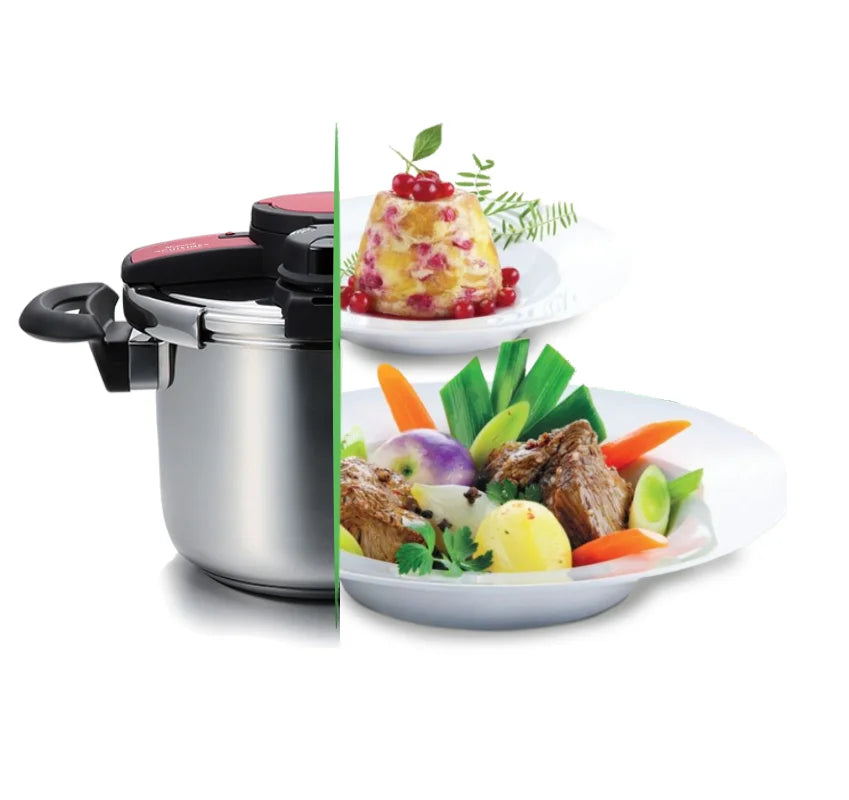 Cocotte 6 L Robuste inox 18/10 + 02 Joint + Couvercle En Verre + Panier Vapeur