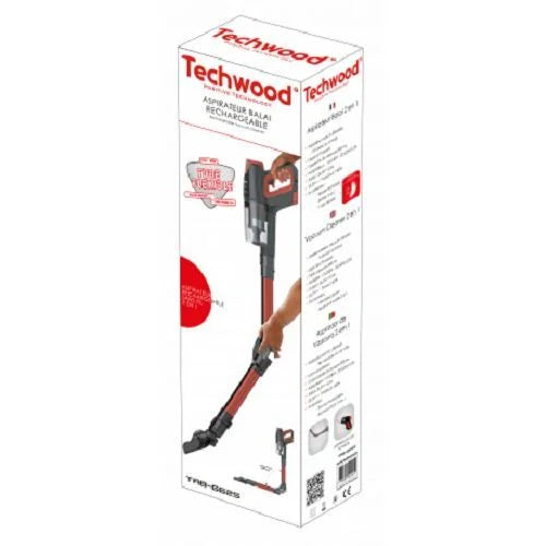 Aspirateur Balai Sans Fil 2 En1 Techwood Tab 6625 Rouge et Noir