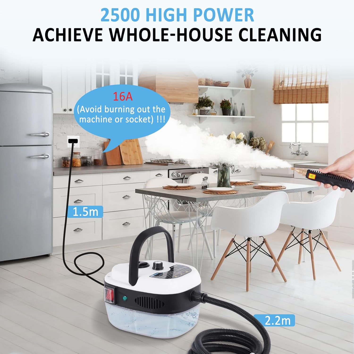 جهاز يوكينغتيك الاحترافي للتنظيف والتعقيم بالبخار بقوة 2500 واط (Yokingtec High-Pressure Steam Cleaner)