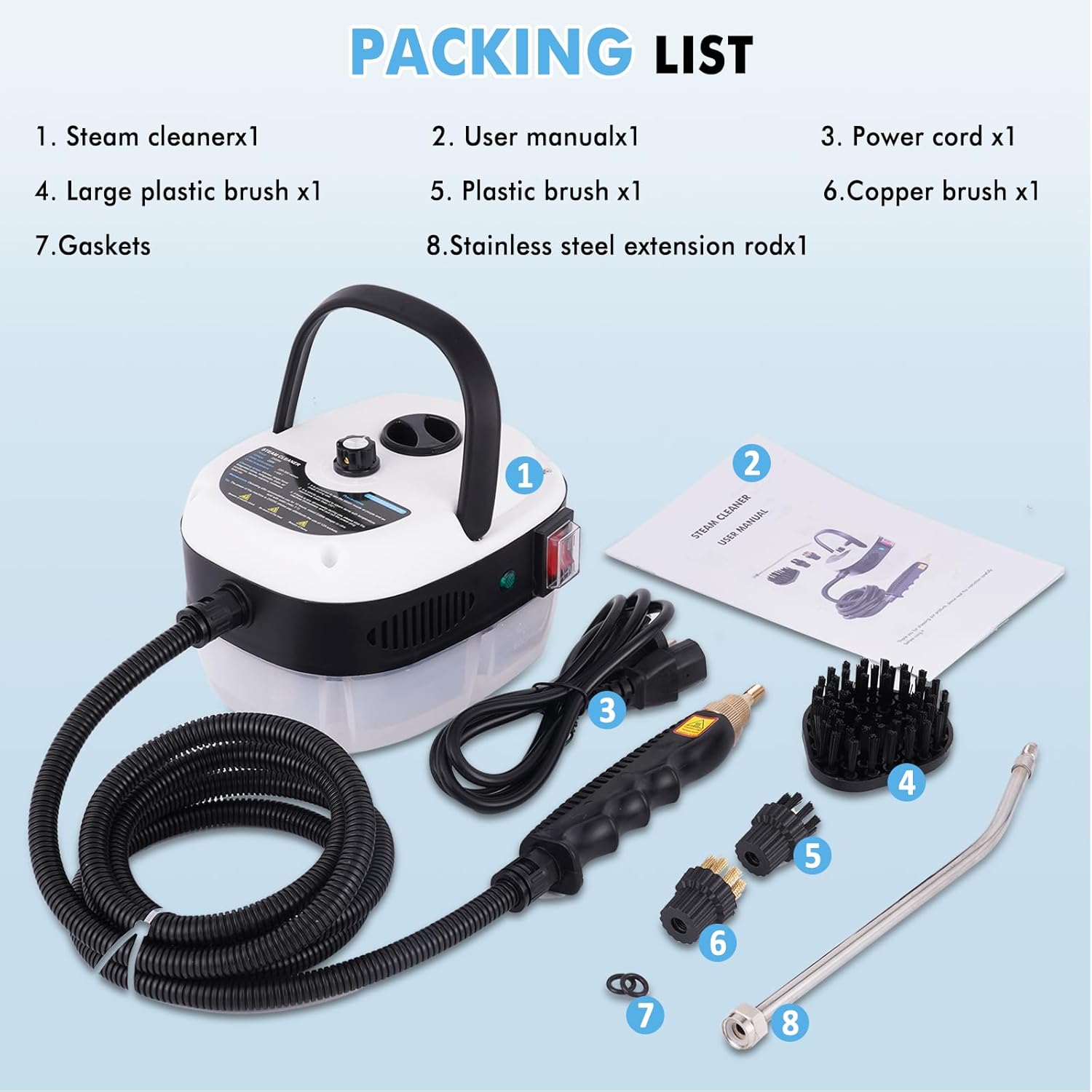 جهاز يوكينغتيك الاحترافي للتنظيف والتعقيم بالبخار بقوة 2500 واط (Yokingtec High-Pressure Steam Cleaner)