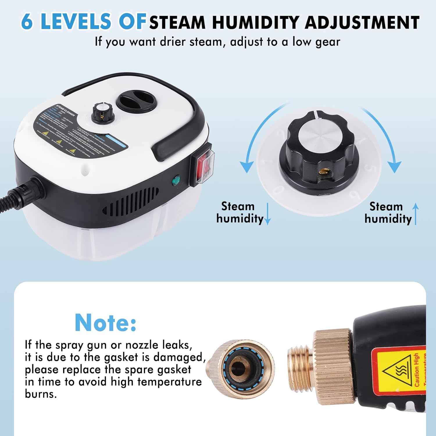 جهاز يوكينغتيك الاحترافي للتنظيف والتعقيم بالبخار بقوة 2500 واط (Yokingtec High-Pressure Steam Cleaner)