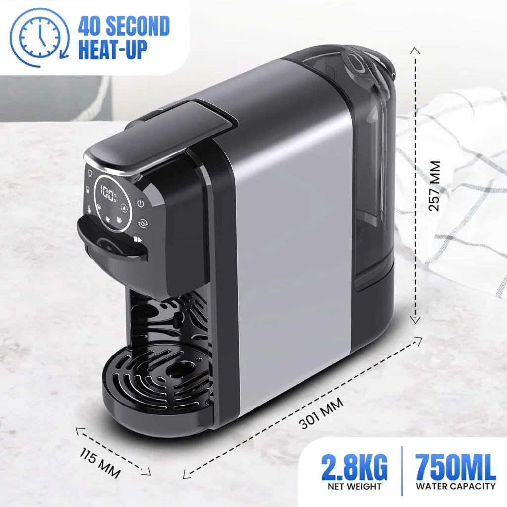 Cafetière inox 4 en 1 Multi-Capsules 20 Bar 1400W Multismart MS-CF2101