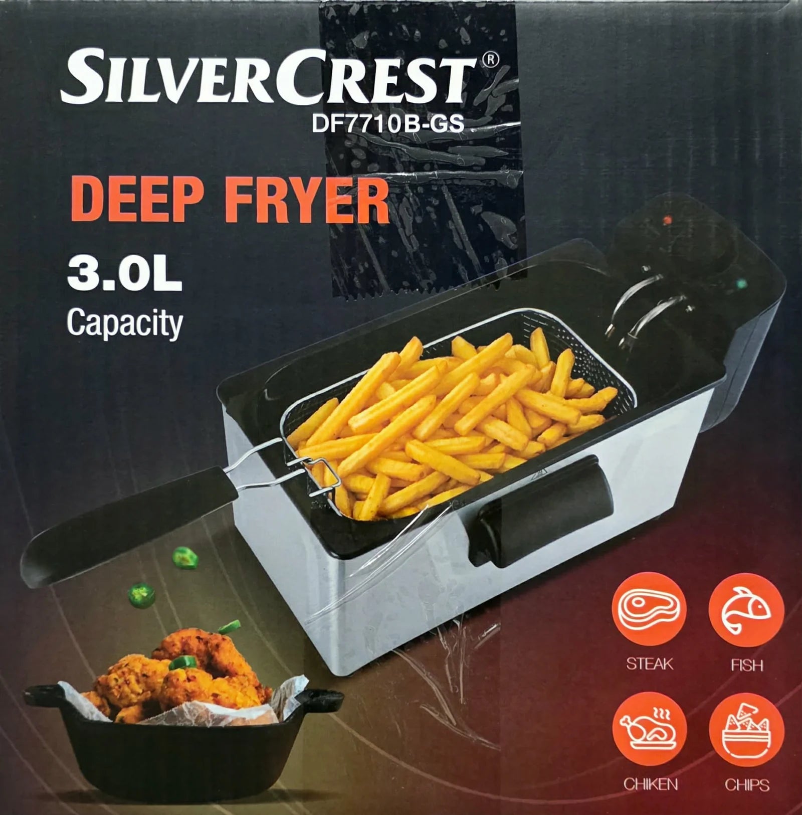 Friteuse inox 3L 1800W SilverCrset DF7710B-GS