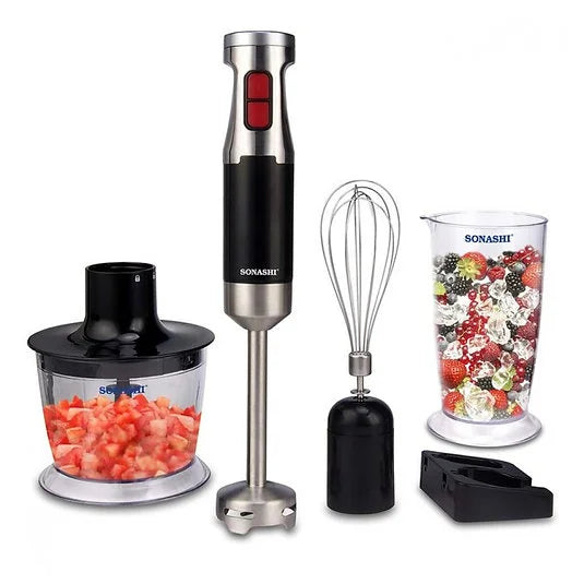 Mixeur Plongeur INOX 3en1 – 04 Lames – 600W Sonashi SHB-179JBC