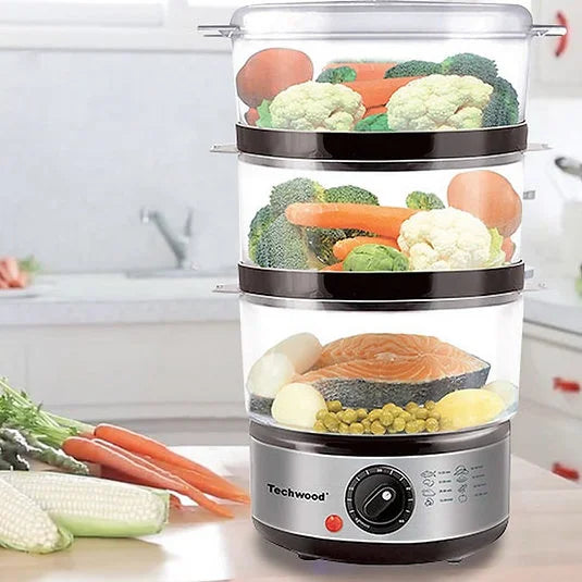 Cuiseur a vapeur INOX 3 Panier – 400 W – 6 L- TCV-364 Techwood