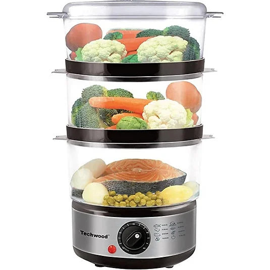 Cuiseur a vapeur INOX 3 Panier – 400 W – 6 L- TCV-364 Techwood