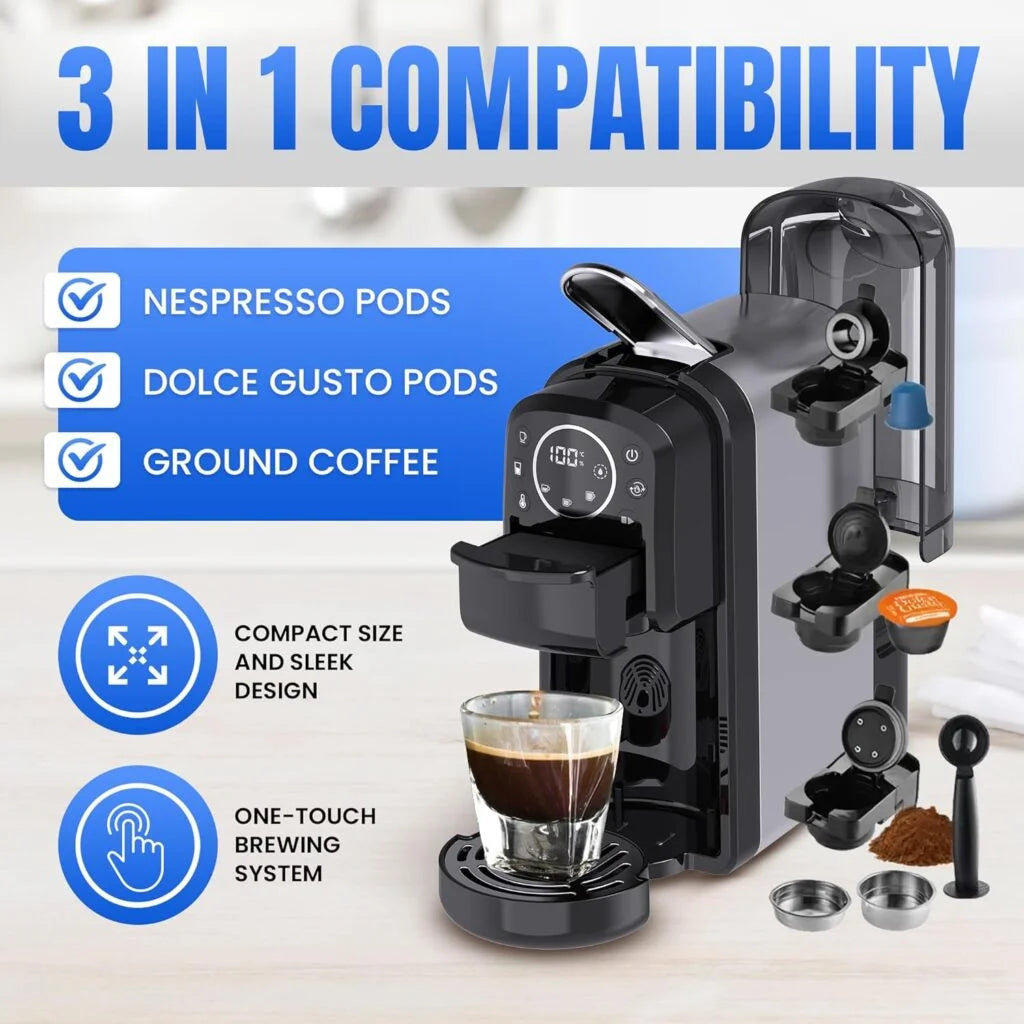 Cafetière inox 4 en 1 Multi-Capsules 20 Bar 1400W Multismart MS-CF2101