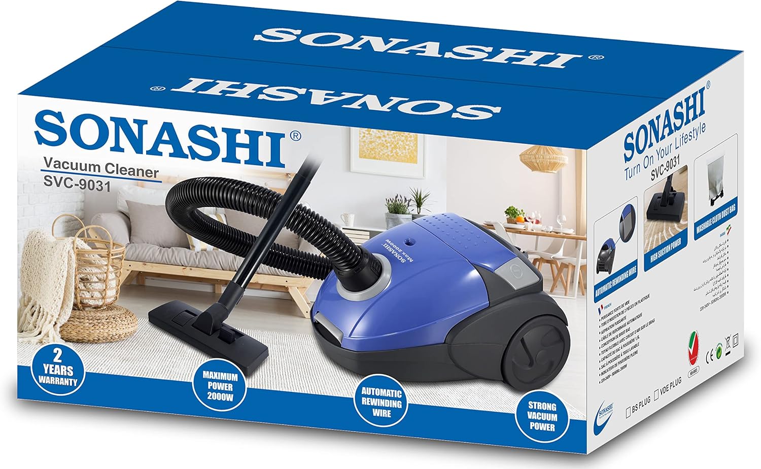 Sonashi Aspirateur Portatif Filaire En Sac 2000W 1.5L SVC-903