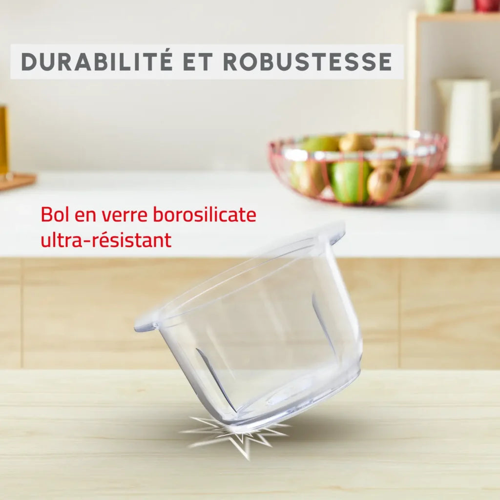 Choppeo, Hachoir avec bol en verre Moulinex , Capacité de 1 L, Verre borosilicate DJ603110