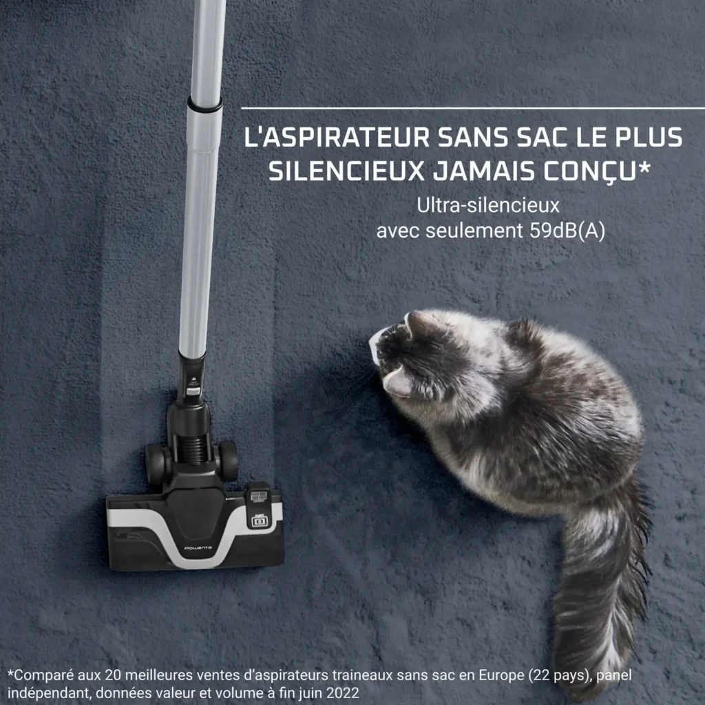 Aspirateur Sans Sac Ultra Silencieux 500W 2.5L Silence Force Cyclonic Effitech Rowenta RO7936EA
