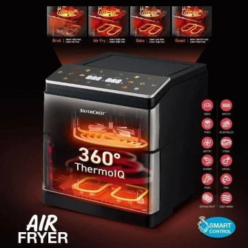 Friteuse Airfryer SilverCrest Double Résistances à air 8L 2000W Tactile avec Fenêtre 12 Programmes