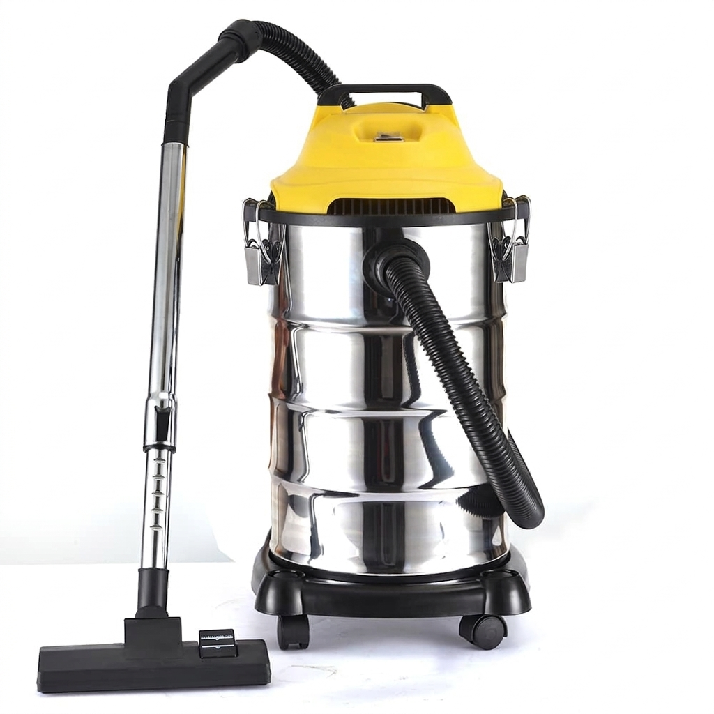 Aspirateur Multi-surfaces Sonashi 30 Litres – Inox & Jaune – Aspiration Puissante 20KPA pour Sol Sec et Humide.