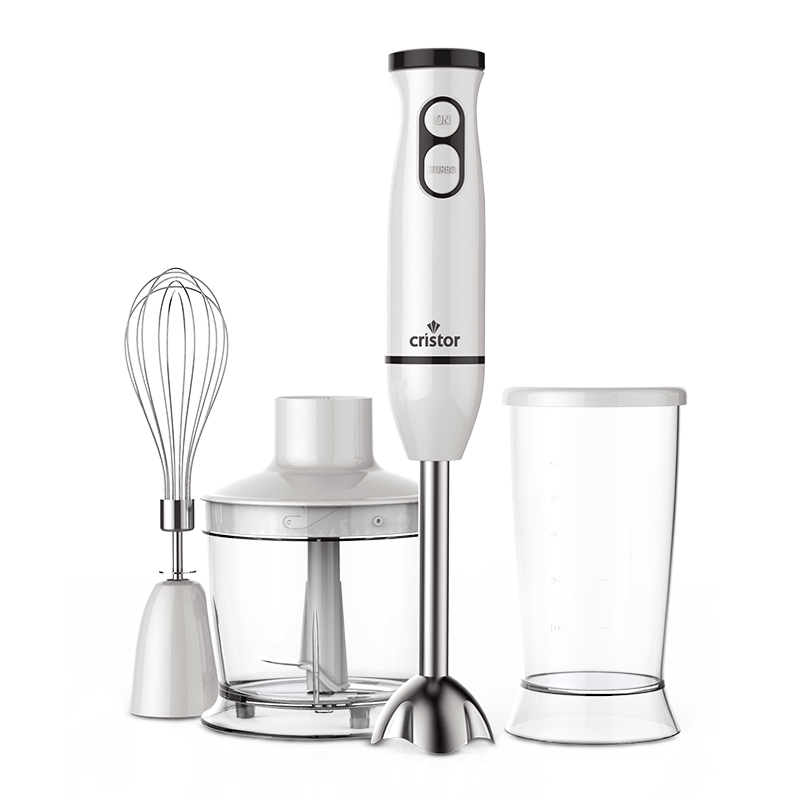 Bras Mixeur 3 en 1 CRISTOR Bras mixeur, Hachoir et Bras Fouet -500 W- 500 ML – Blanc