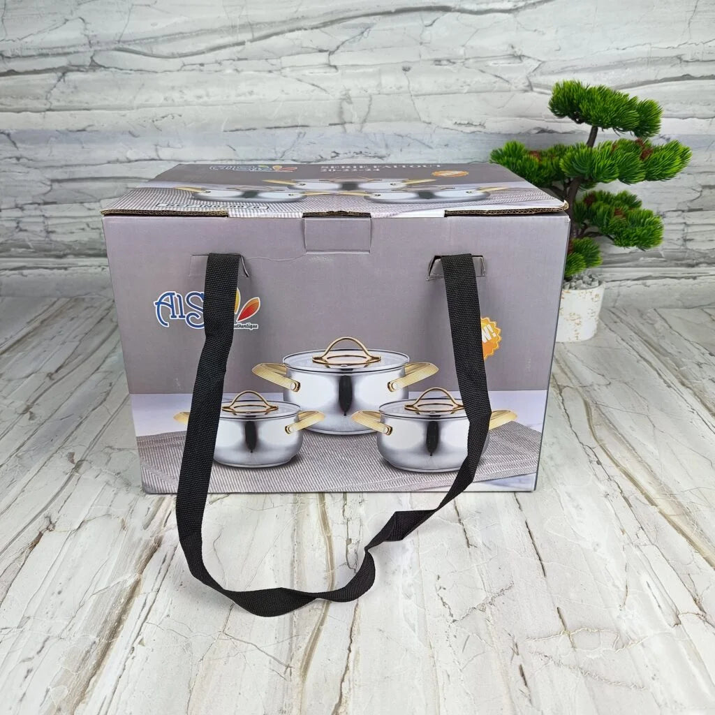 Série 3 Marmites Luxe En INOX Alsie
