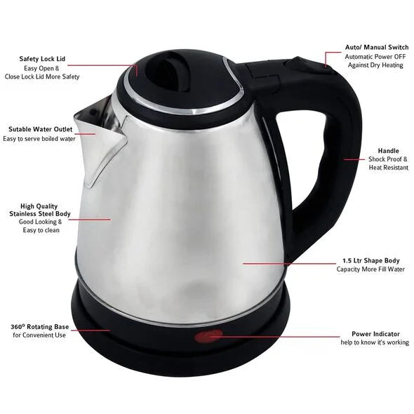 Bouilloire Électrique Sans Fil 1.8L 1500W Multismart MS-KT1011