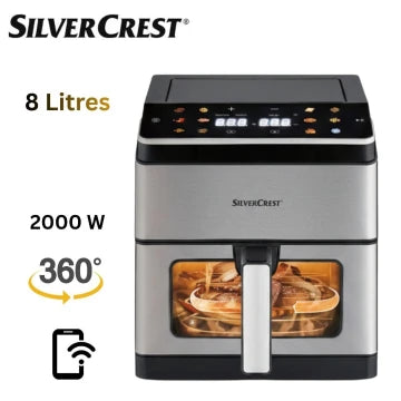 Friteuse Airfryer SilverCrest Double Résistances à air 8L 2000W Tactile avec Fenêtre 12 Programmes