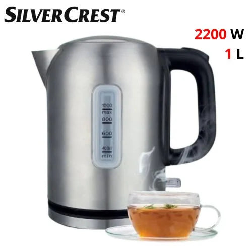 Bouilloire Electrique Sans Fil En Inox SilverCrest – 1 L 2200 W – KE02403A-GS