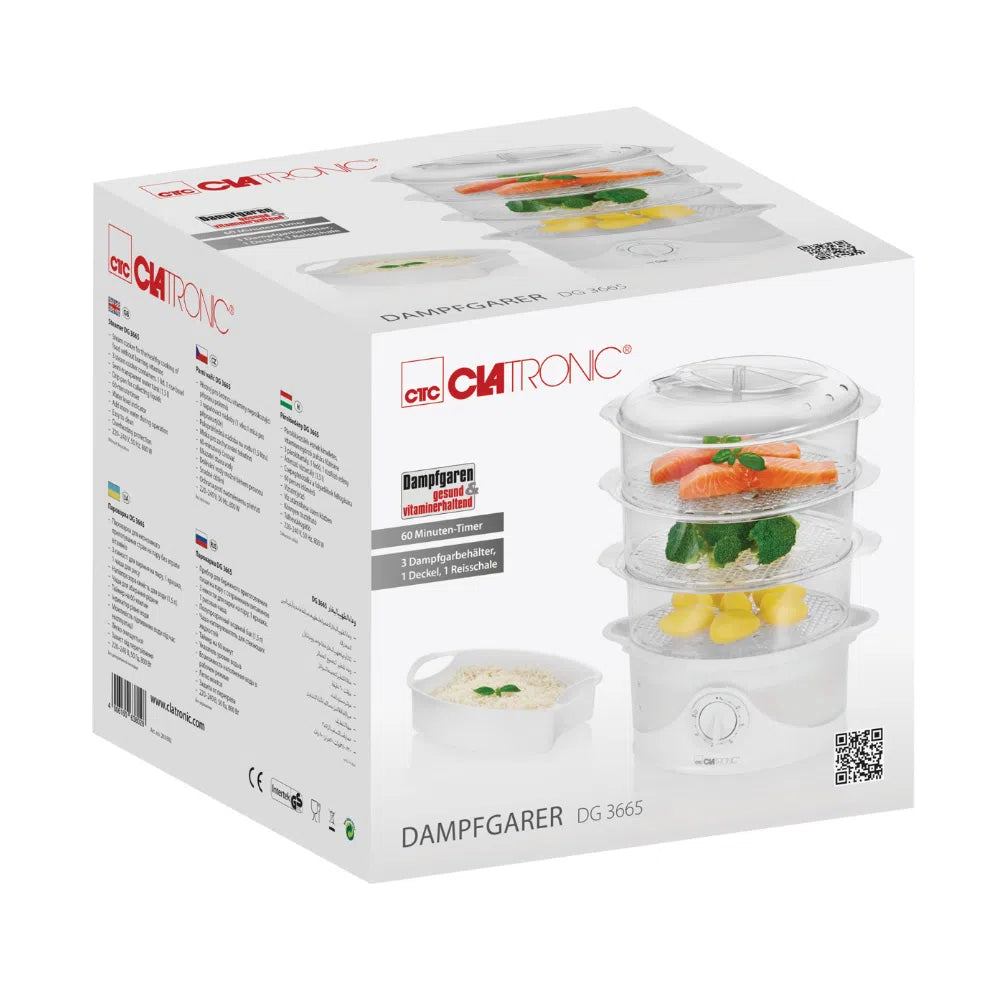 Cuiseur Vapeur Avec Minuterie 1.5L 800W Clatronic DG3665