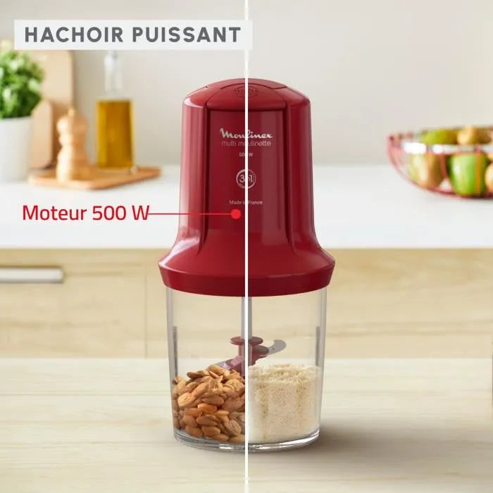 Hachoir Électrique 3En1 500mL 500W Multi Moulinette Moulinex AT714G32
