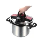 Cocotte 6 L Robuste inox 18/10 + 02 Joint + Couvercle En Verre + Panier Vapeur
